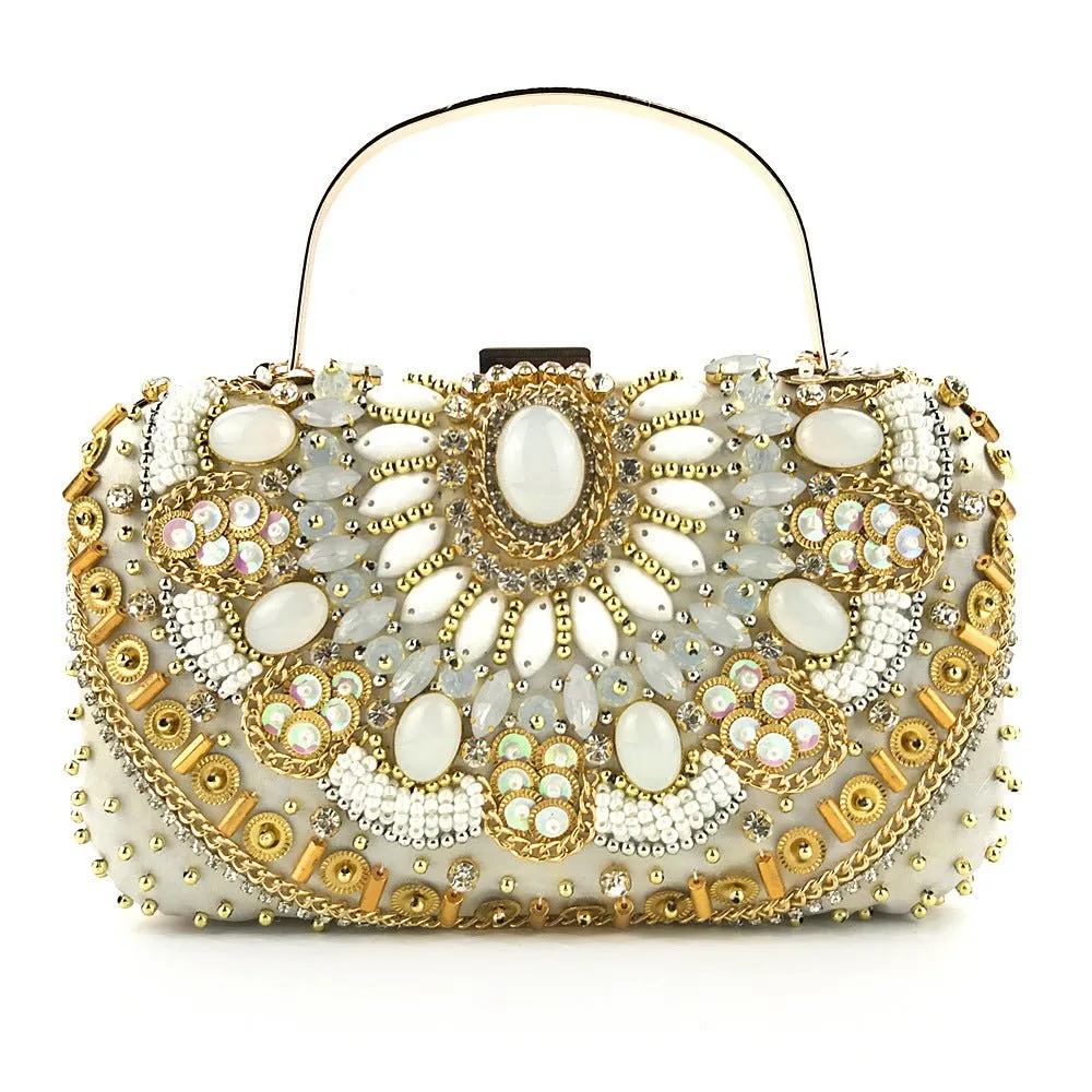 Ladies Evening Bag Handmade Beaded Party Clutch Crossbody Bag