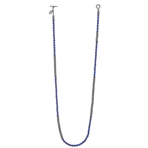 Lapis Lazuli Stone Beaded Necklace with Black PVD beads