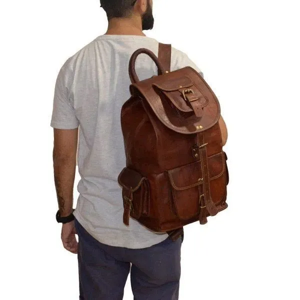 Large Vintage Leather Backpack