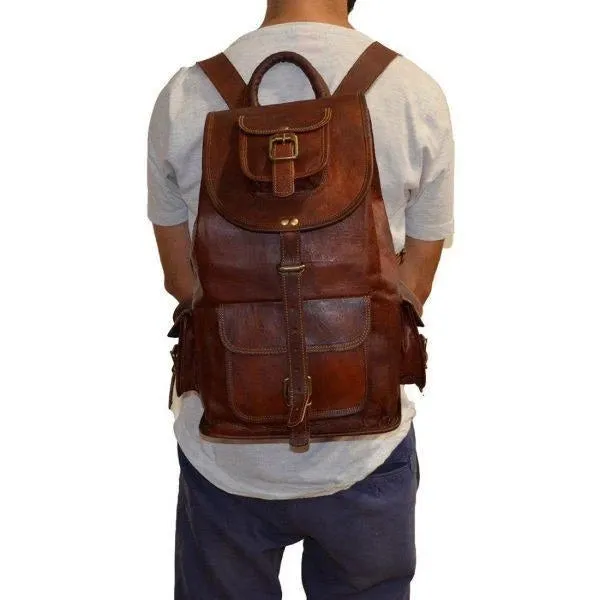 Large Vintage Leather Backpack