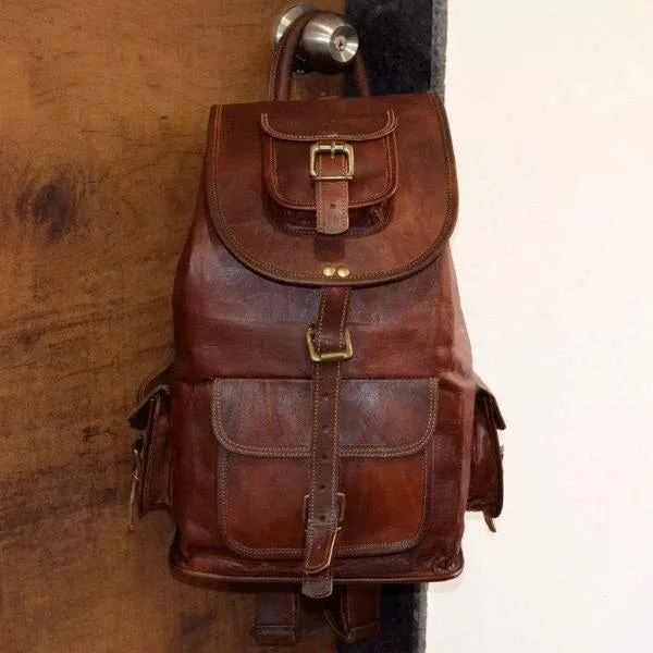 Large Vintage Leather Backpack
