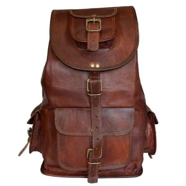Large Vintage Leather Backpack
