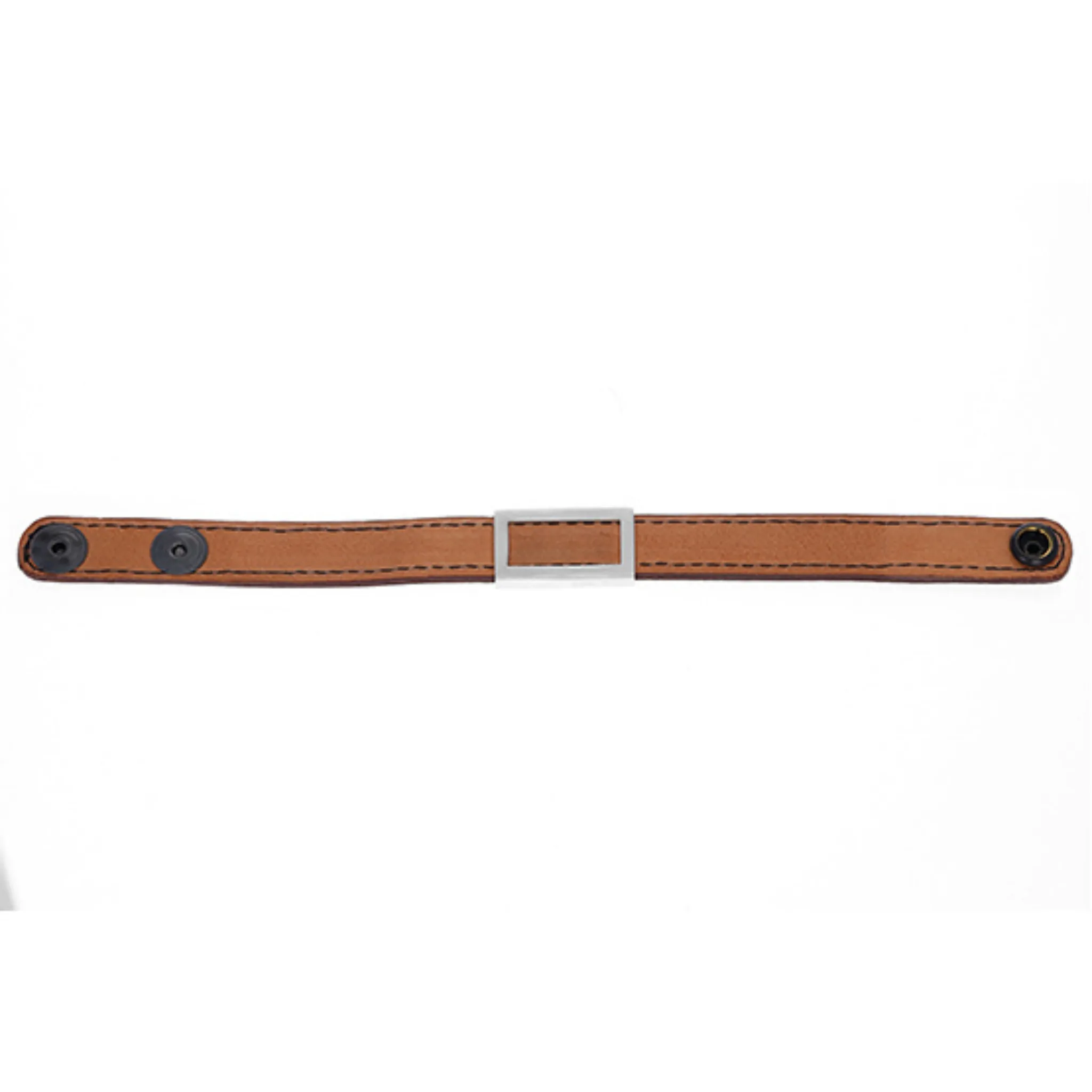 Leather Bracelet with Silver Indian Motorcycle Headdress Logo