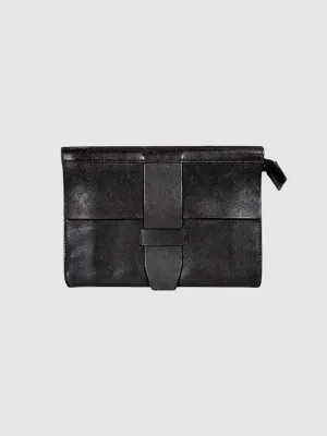 Leather Flap Clutch Bag