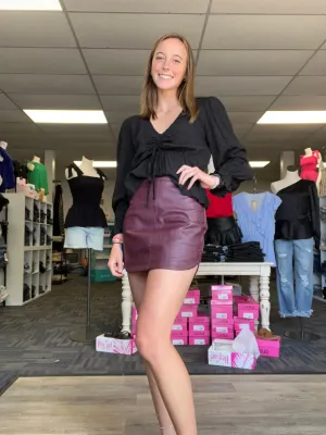Leather Hi-Low Mini Skirt- 2 Colors Available