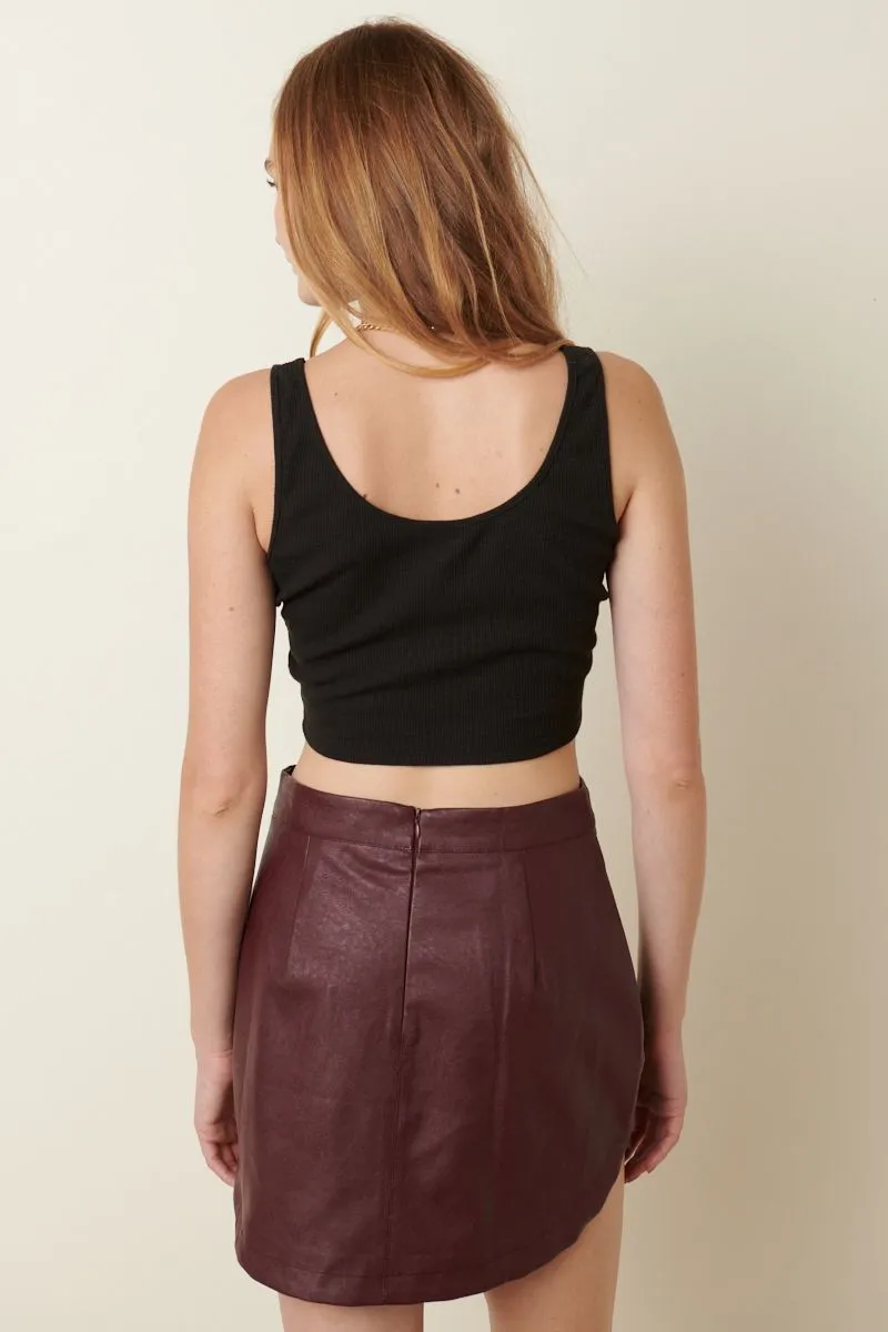 Leather Hi-Low Mini Skirt- 2 Colors Available