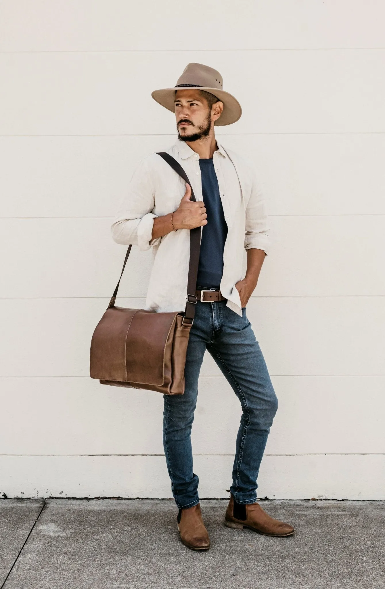 Leather Messenger Bag for Men - Lincoln 13