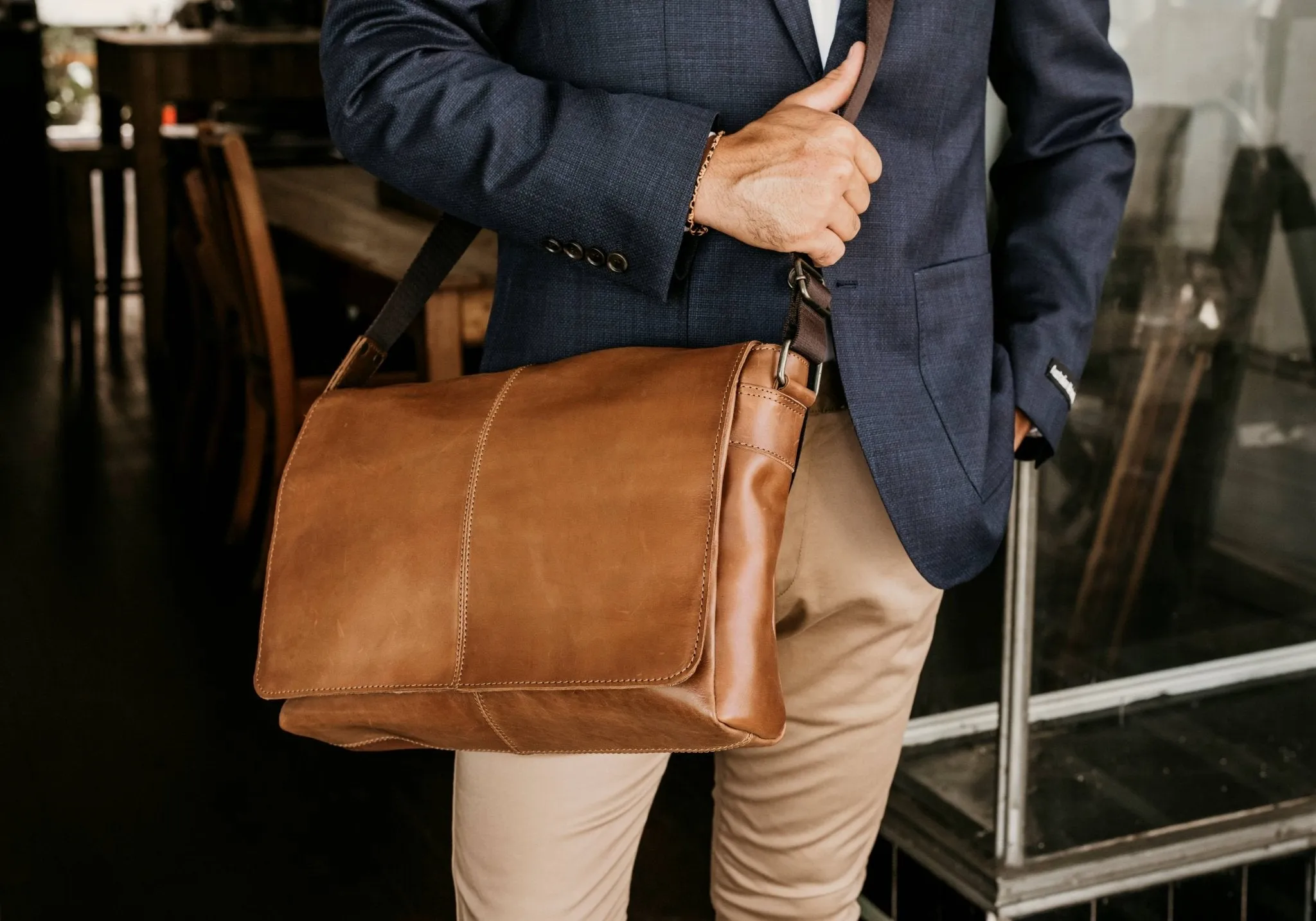 Leather Messenger Bag for Men - Lincoln 13