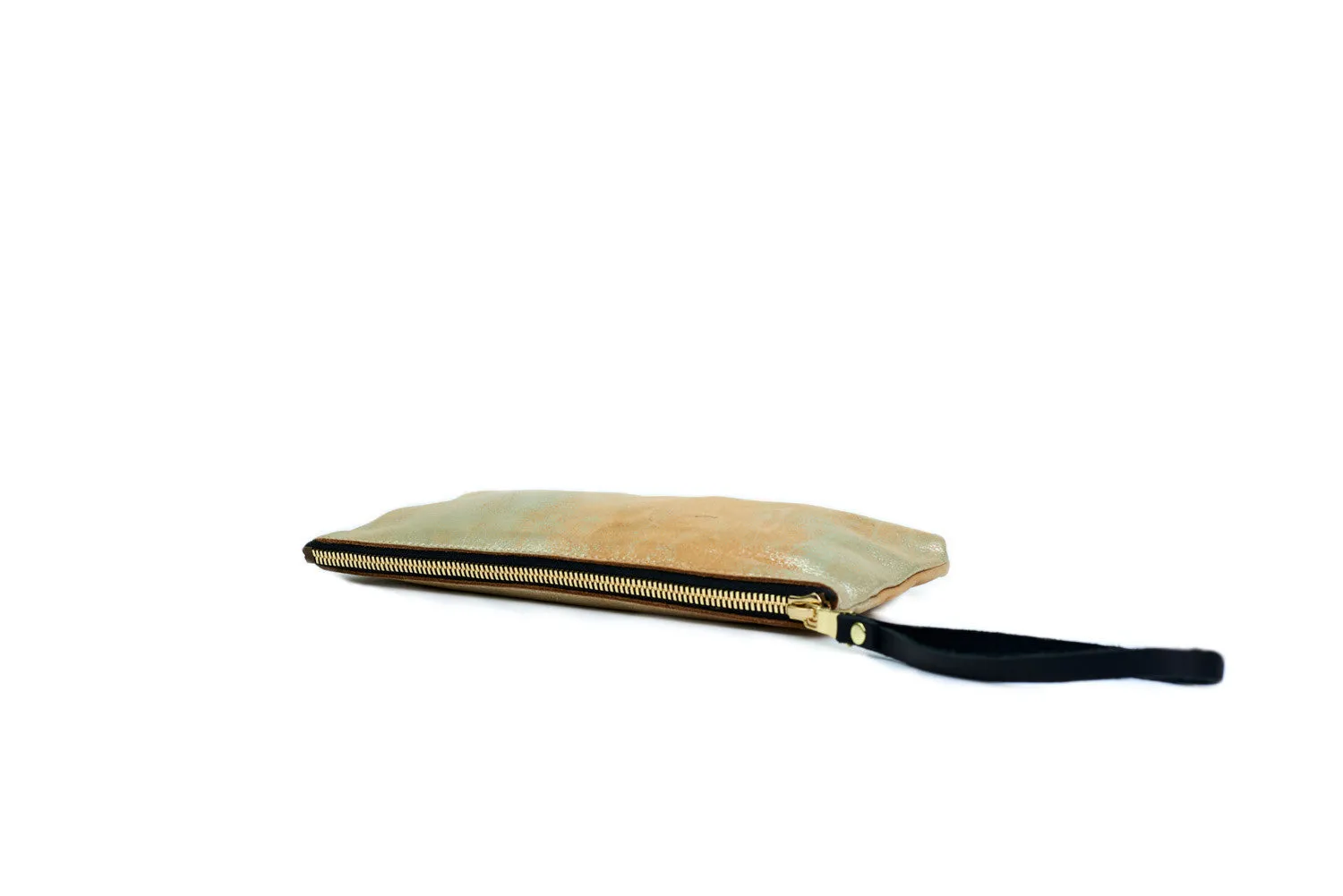 Leather Pouch, in Tan Gold Dust