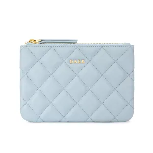 LEATHER QUILTED SMALL POUCH IBIZA BLUE