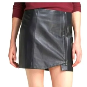 LEITH Leather Asymetrical Zipper Mini Skirt Size 6