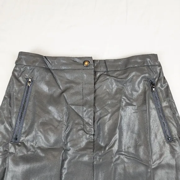 LF MINT VANILLA grey faux leather mini skirt