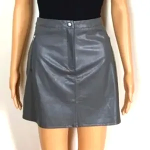 LF MINT VANILLA grey faux leather mini skirt