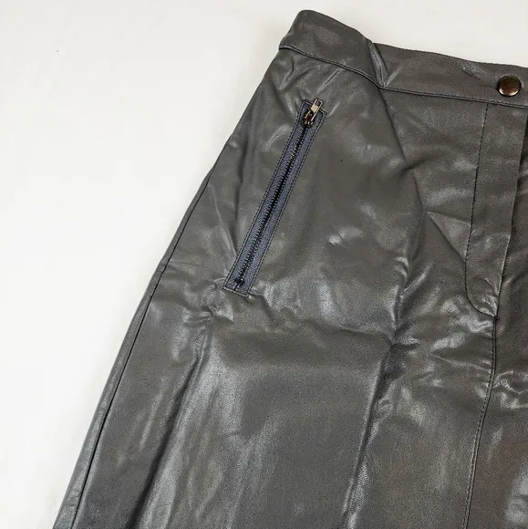 LF MINT VANILLA grey faux leather mini skirt