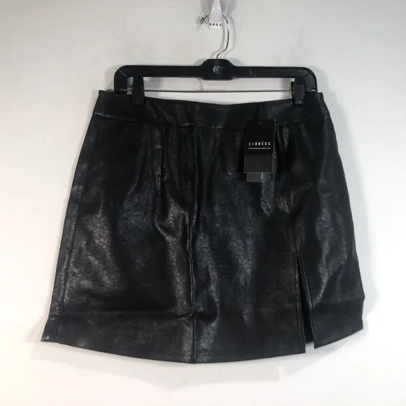 Lioness The Rizzo Faux Leather Mini Skirt, Women's Size 8 US - Black