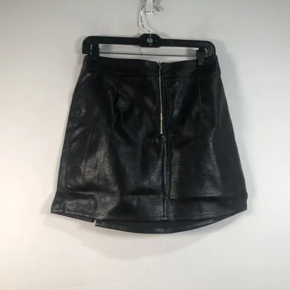 Lioness The Rizzo Faux Leather Mini Skirt, Women's Size 8 US - Black