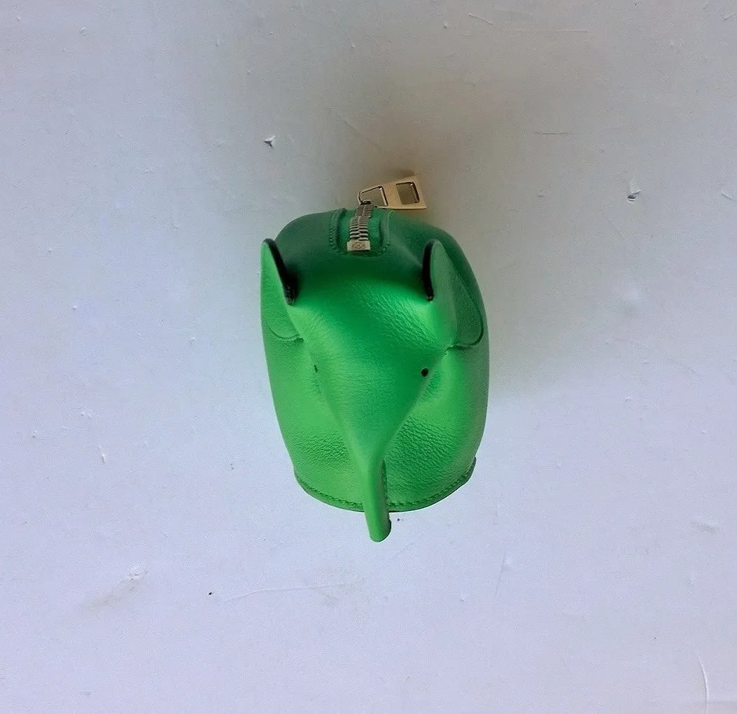Loewe Green Leather Elephant Coin Purse