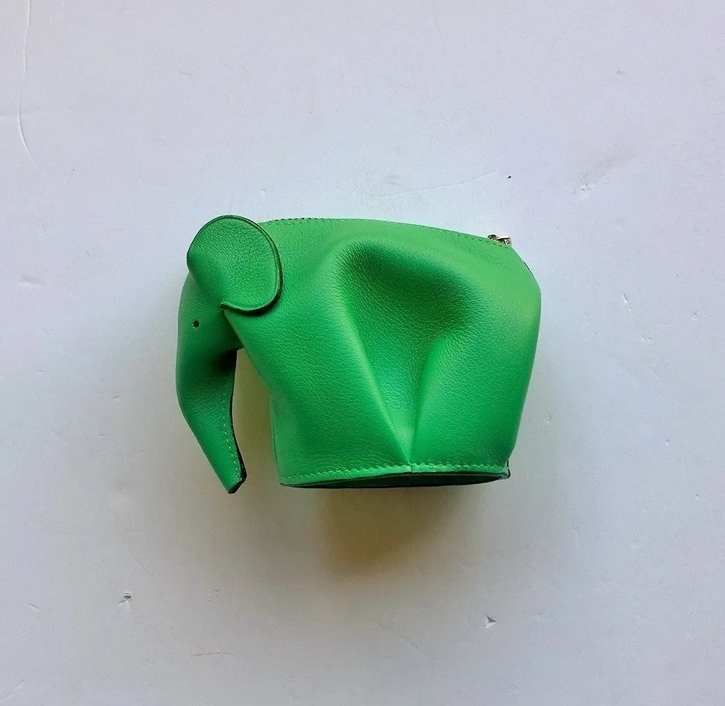 Loewe Green Leather Elephant Coin Purse