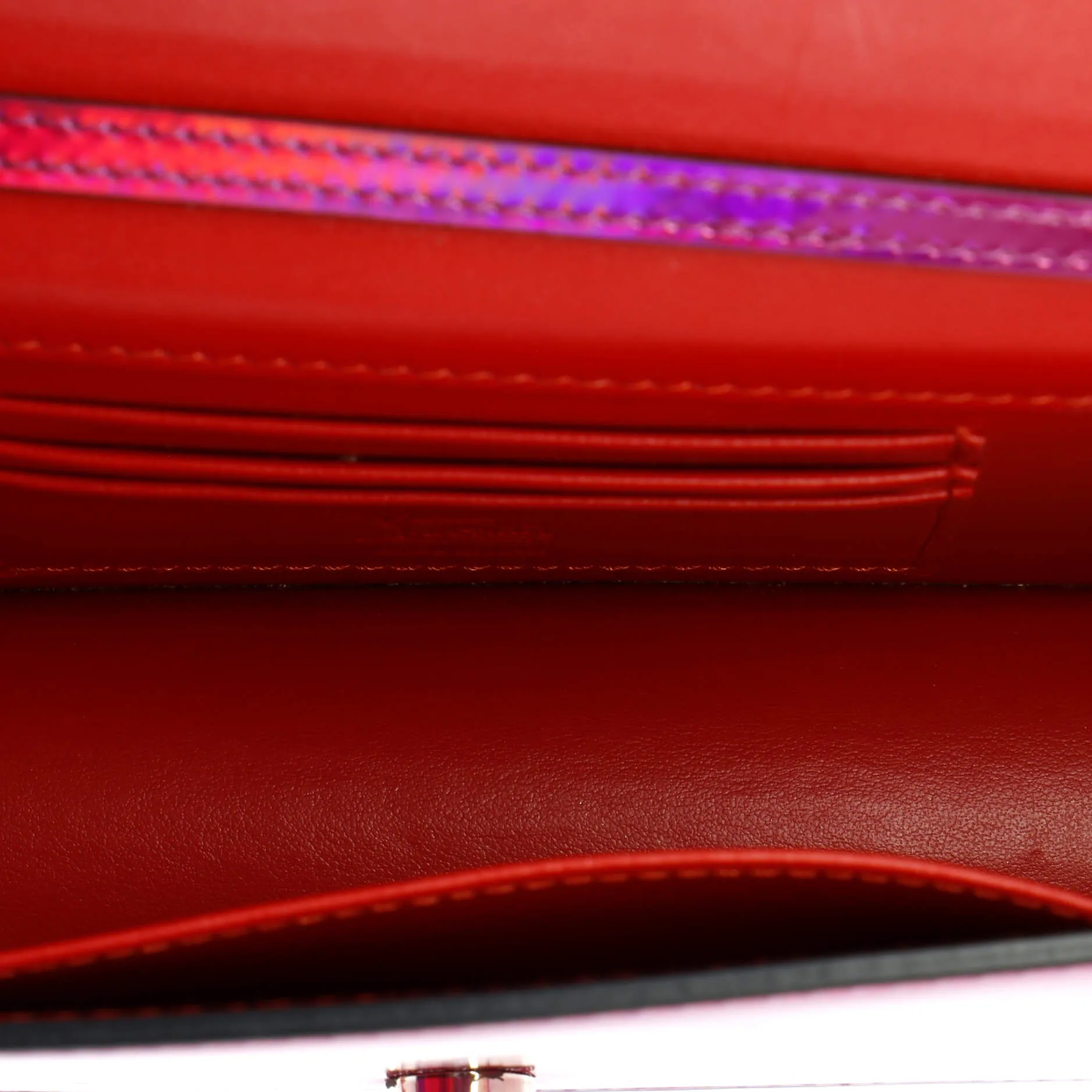 Loubi54 Chain Clutch Metallic Leather