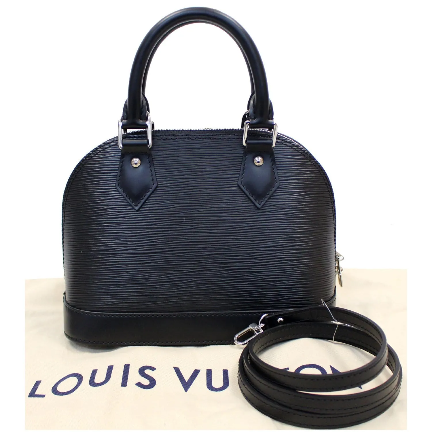 LOUIS VUITTON Alma BB Epi Leather Satchel Crossbody Bag Black