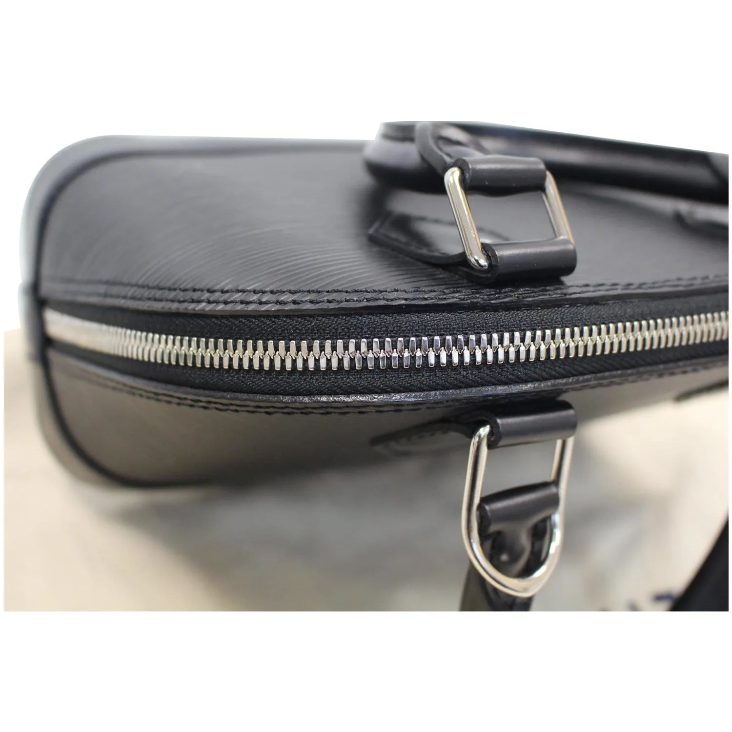 LOUIS VUITTON Alma BB Epi Leather Satchel Crossbody Bag Black