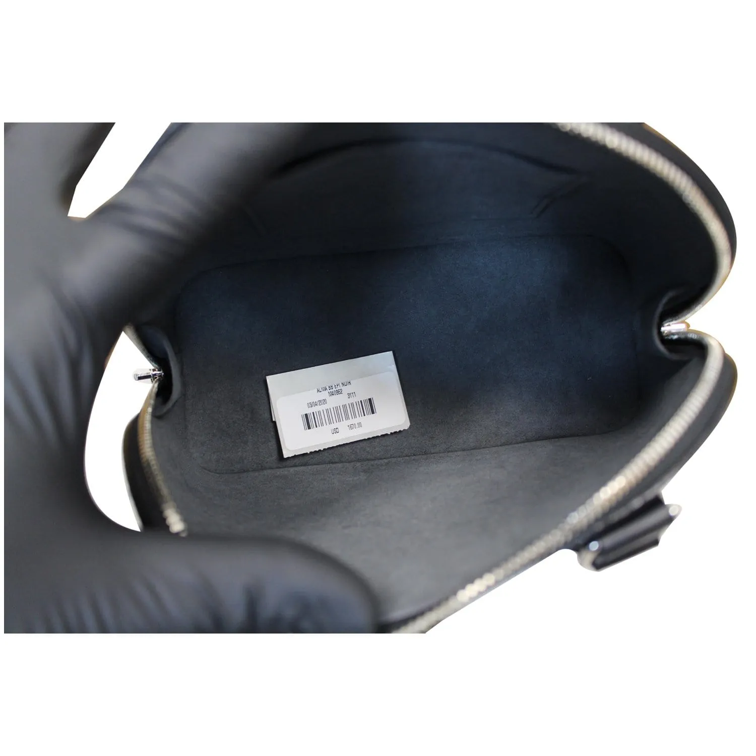 LOUIS VUITTON Alma BB Epi Leather Satchel Crossbody Bag Black