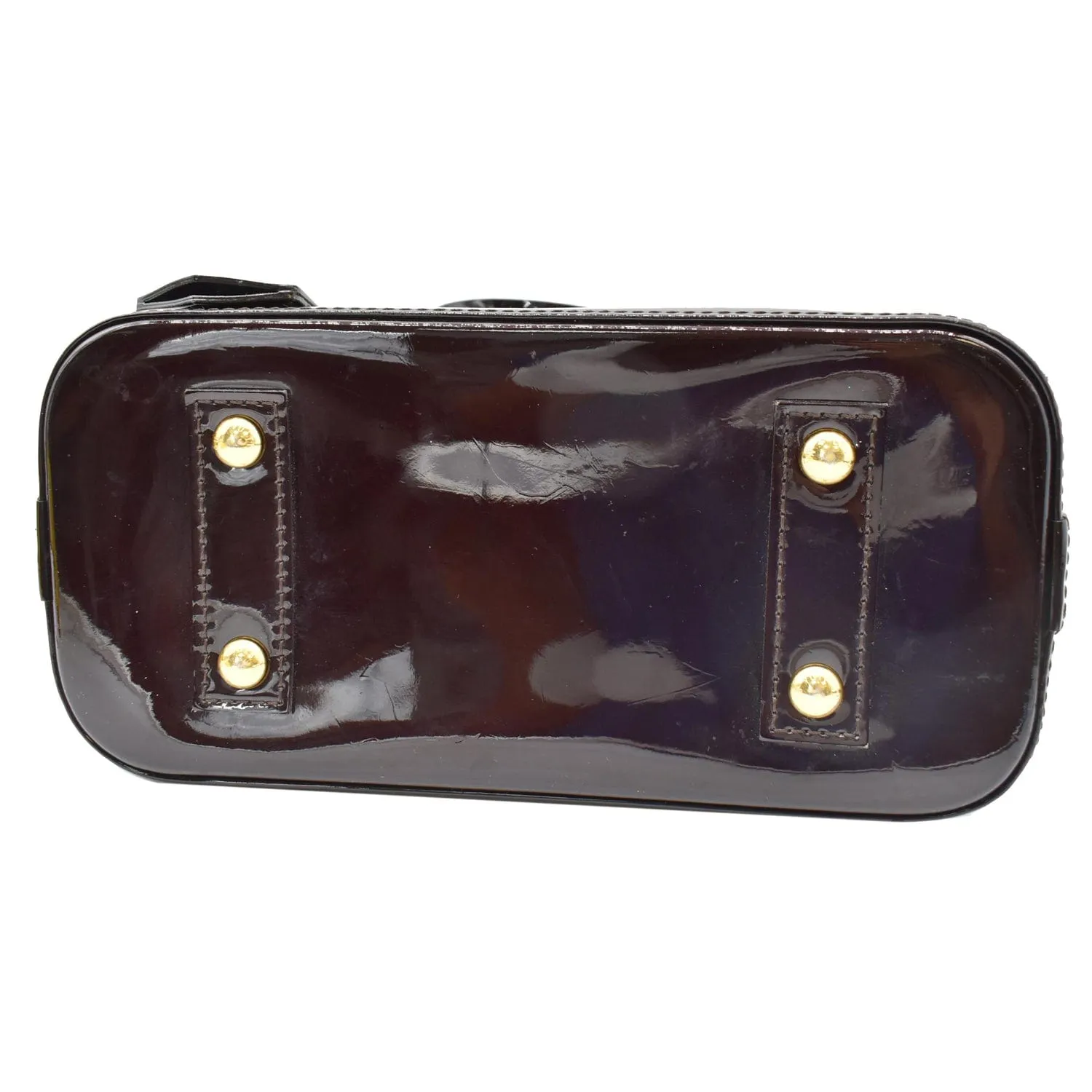 LOUIS VUITTON Alma BB Vernis Leather Satchel Crossbody Bag Amarante