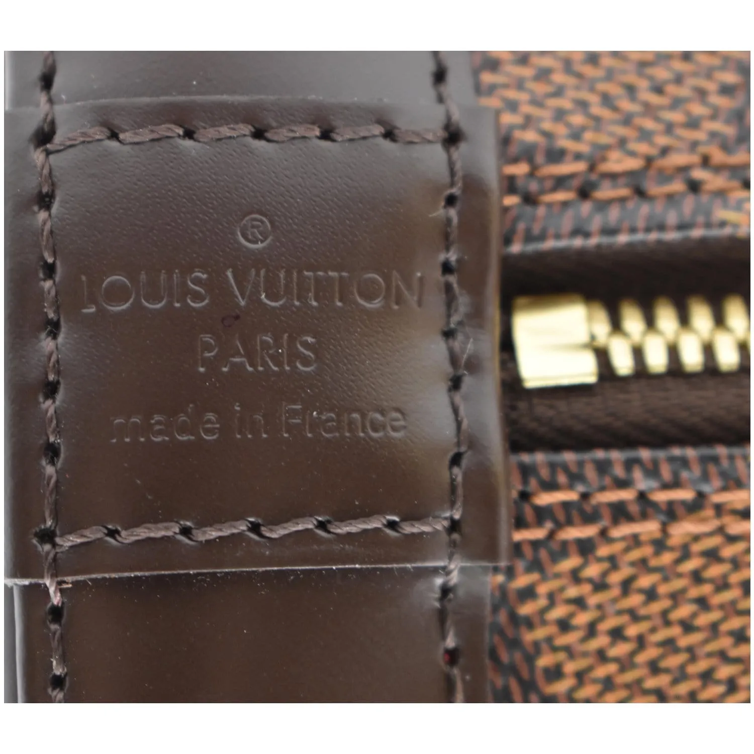 LOUIS VUITTON Alma Damier Ebene Satchel Bag Brown