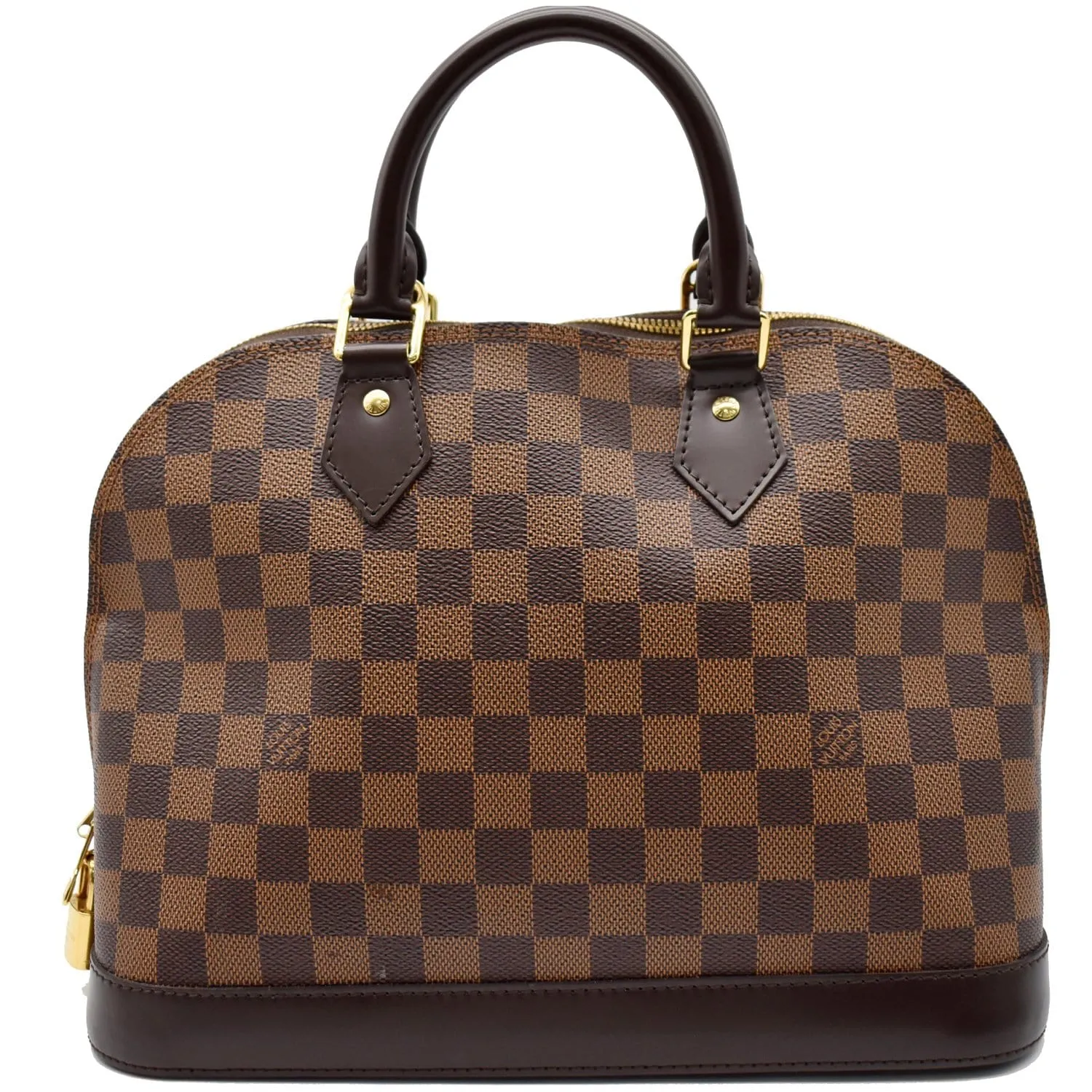 LOUIS VUITTON Alma Damier Ebene Satchel Bag Brown