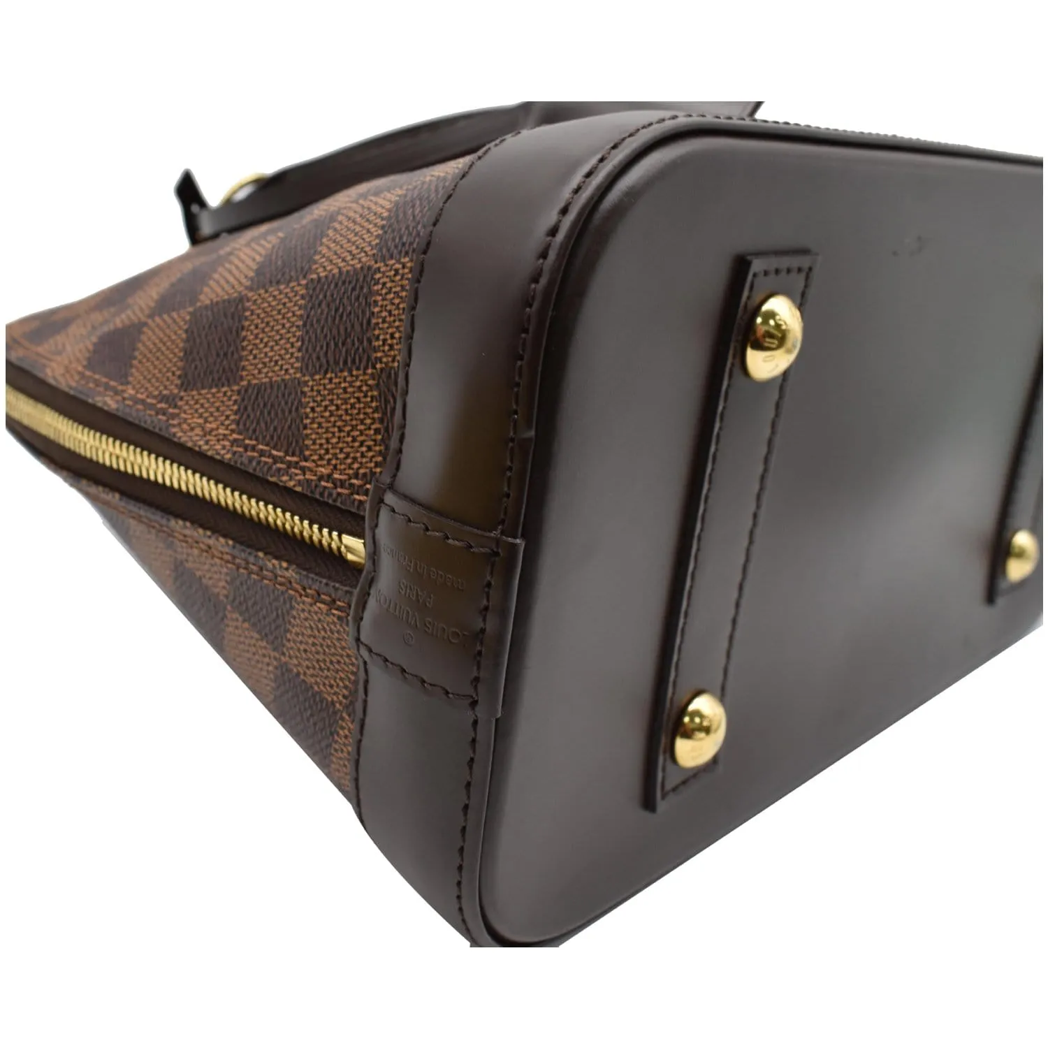 LOUIS VUITTON Alma Damier Ebene Satchel Bag Brown