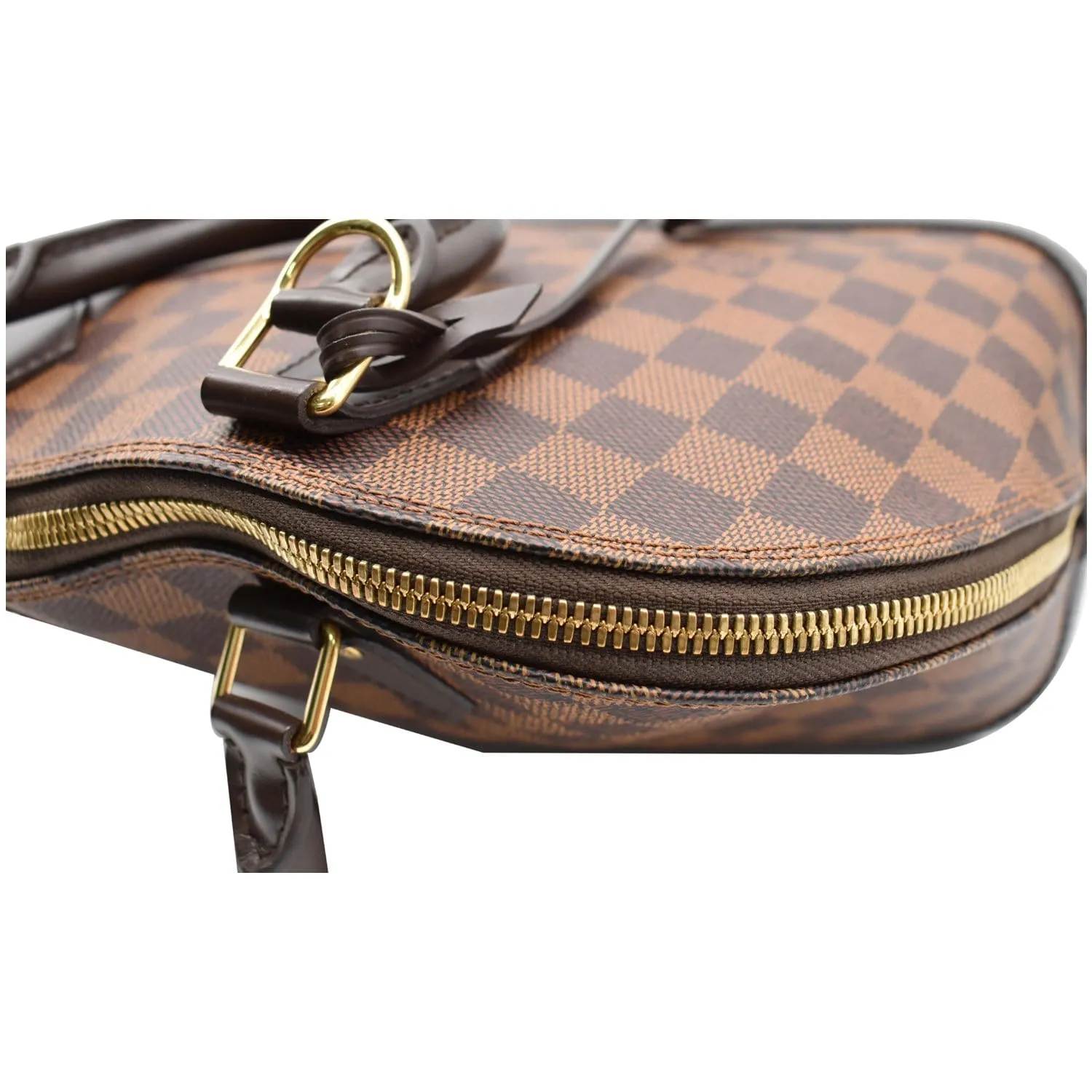 LOUIS VUITTON Alma Damier Ebene Satchel Bag Brown