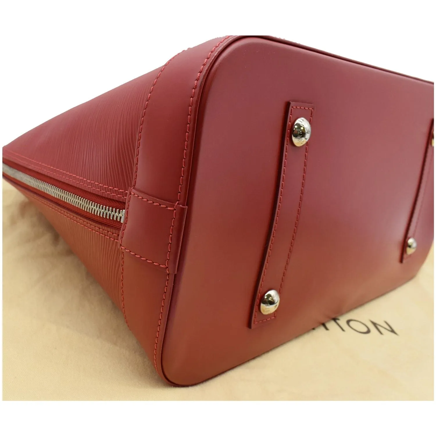 LOUIS VUITTON Alma GM Epi Leather Satchel Bag Red