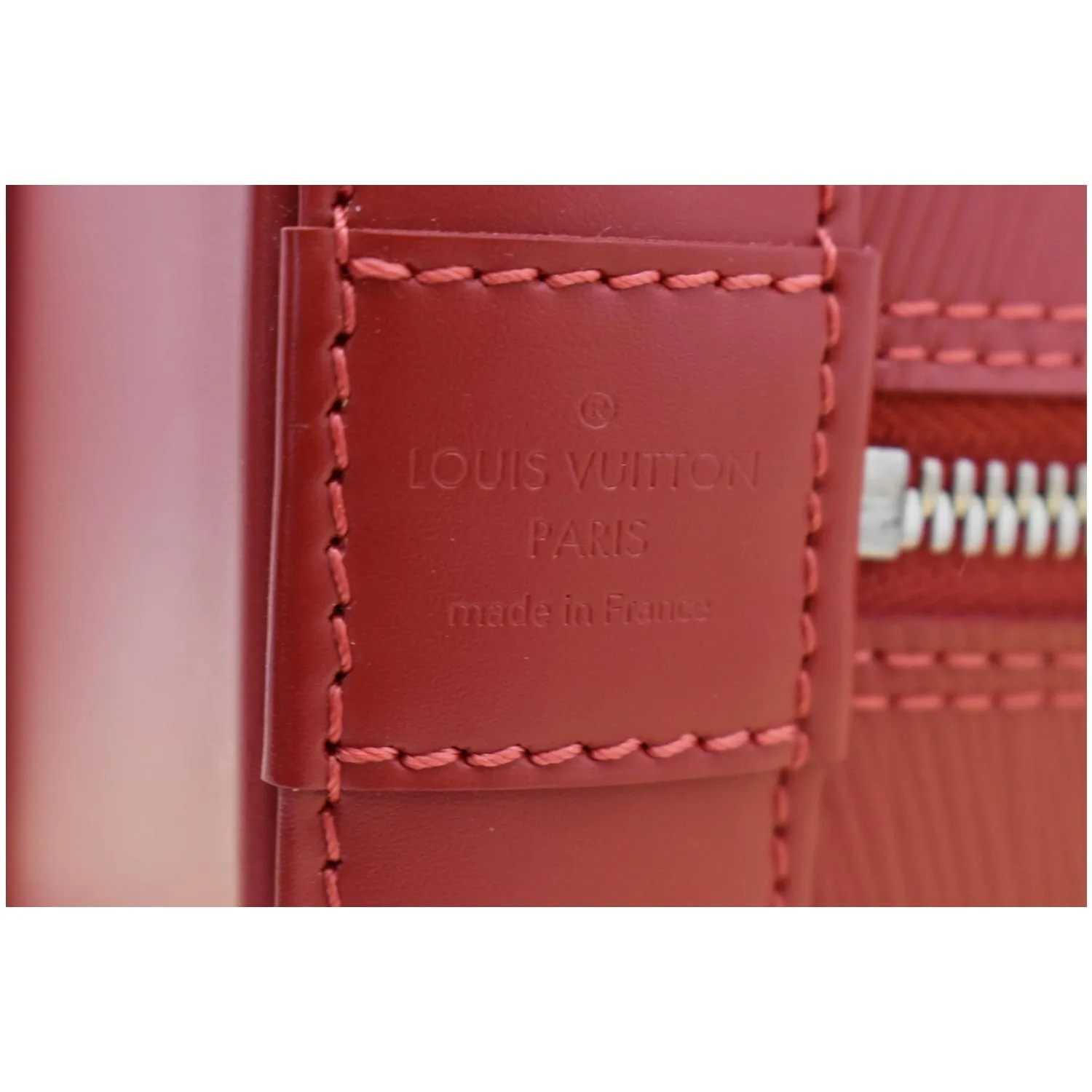LOUIS VUITTON Alma GM Epi Leather Satchel Bag Red