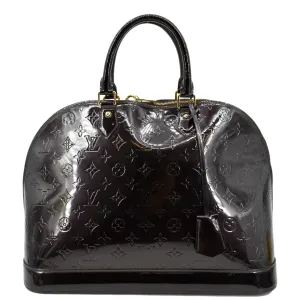 LOUIS VUITTON Alma GM Monogram Vernis Leather Satchel Bag Amarante