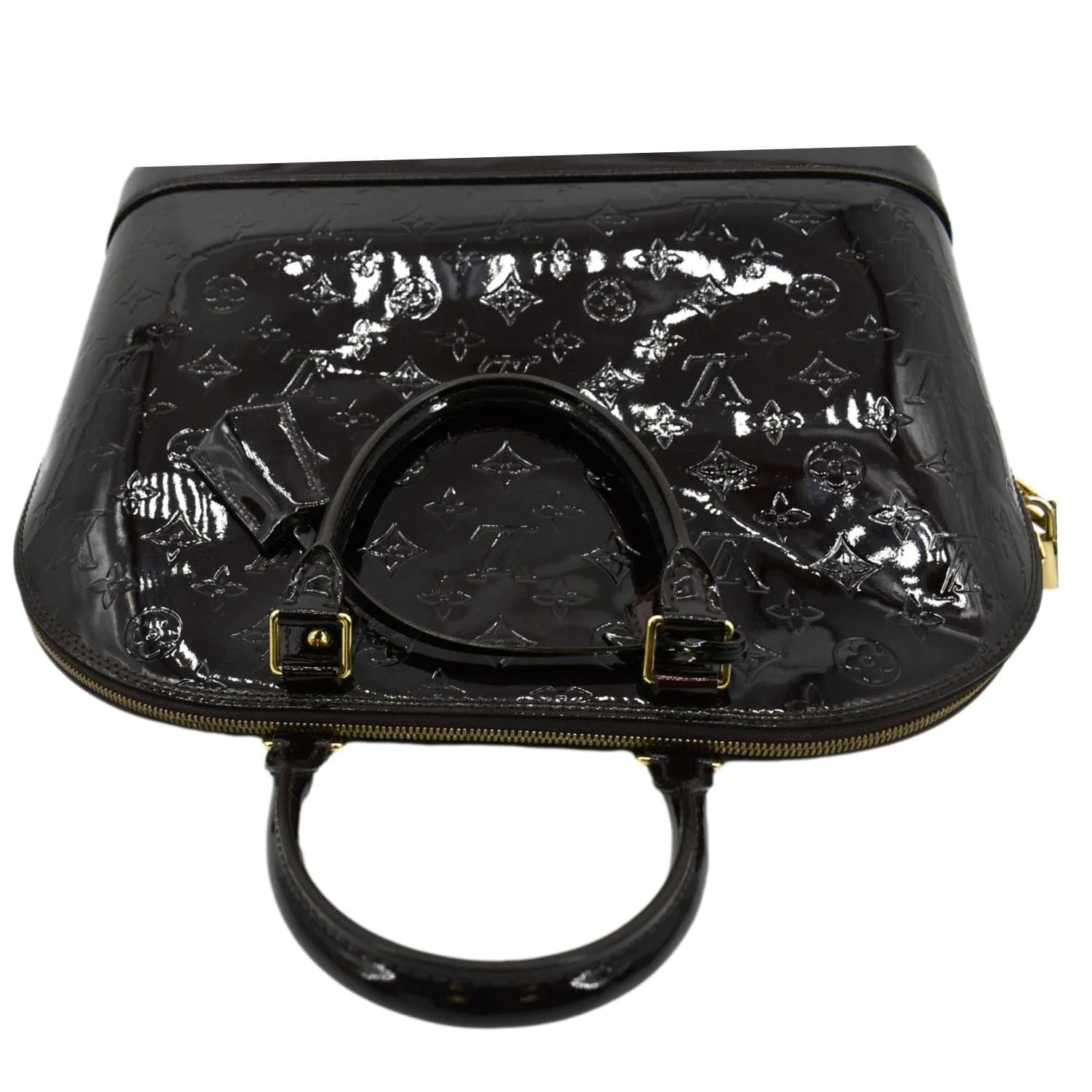 LOUIS VUITTON Alma GM Monogram Vernis Leather Satchel Bag Amarante