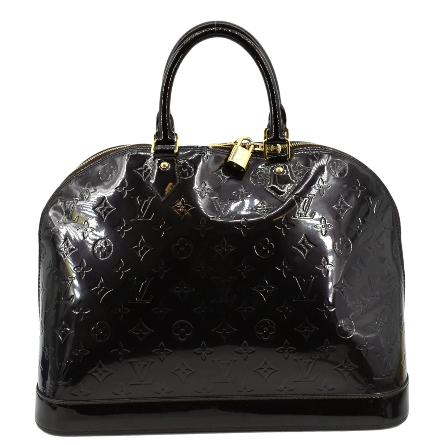 LOUIS VUITTON Alma GM Monogram Vernis Leather Satchel Bag Amarante