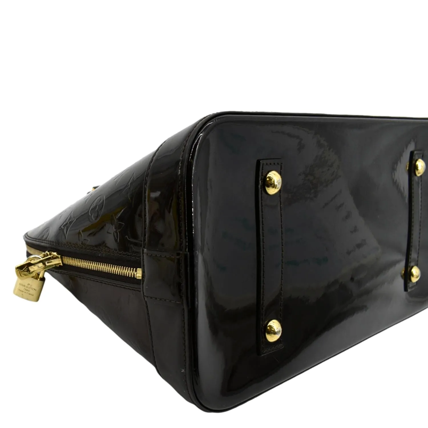 LOUIS VUITTON Alma GM Monogram Vernis Leather Satchel Bag Amarante