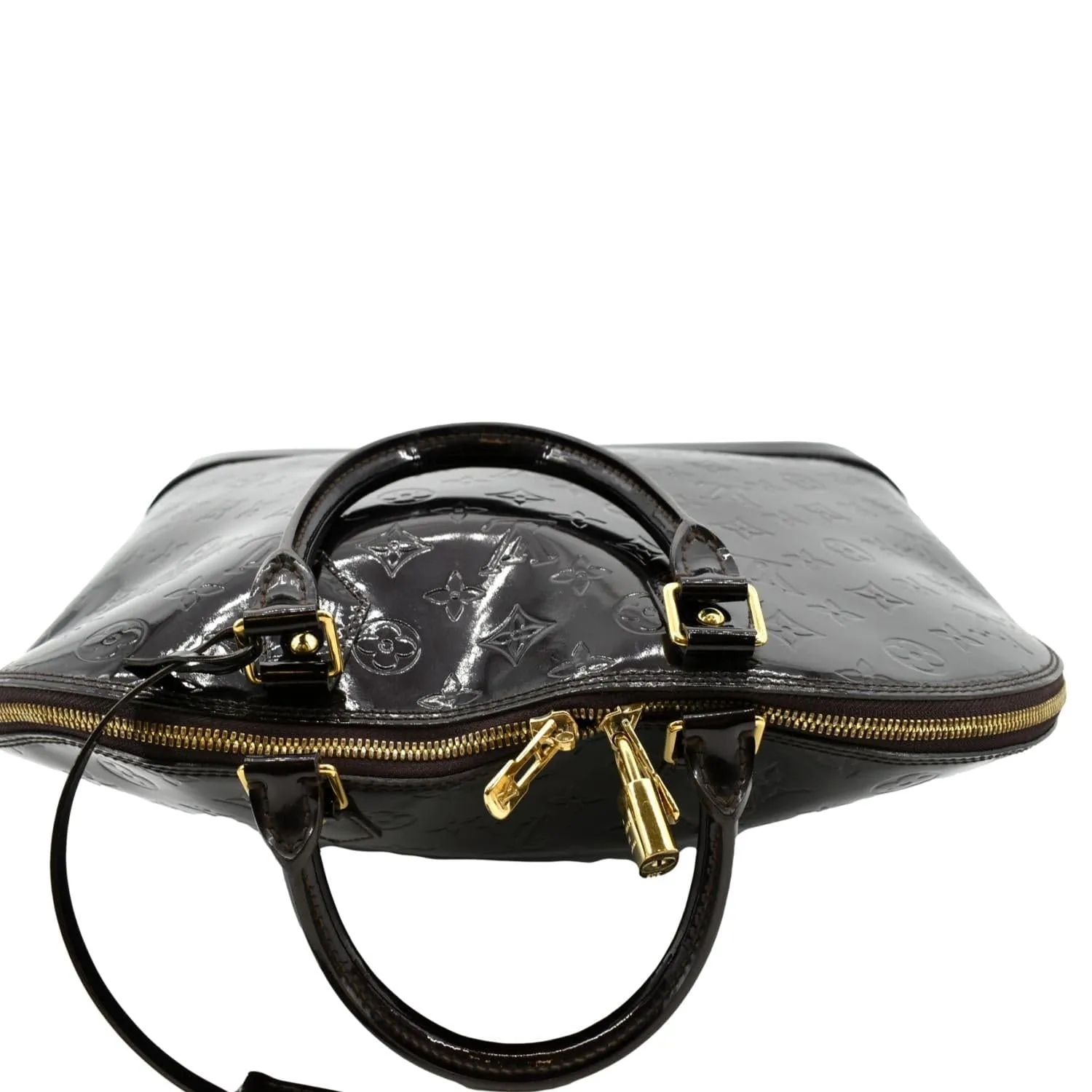 LOUIS VUITTON Alma GM Monogram Vernis Leather Satchel Bag Amarante
