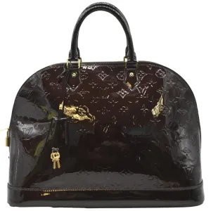 LOUIS VUITTON Alma GM Monogram Vernis Leather Satchel Bag Amarante