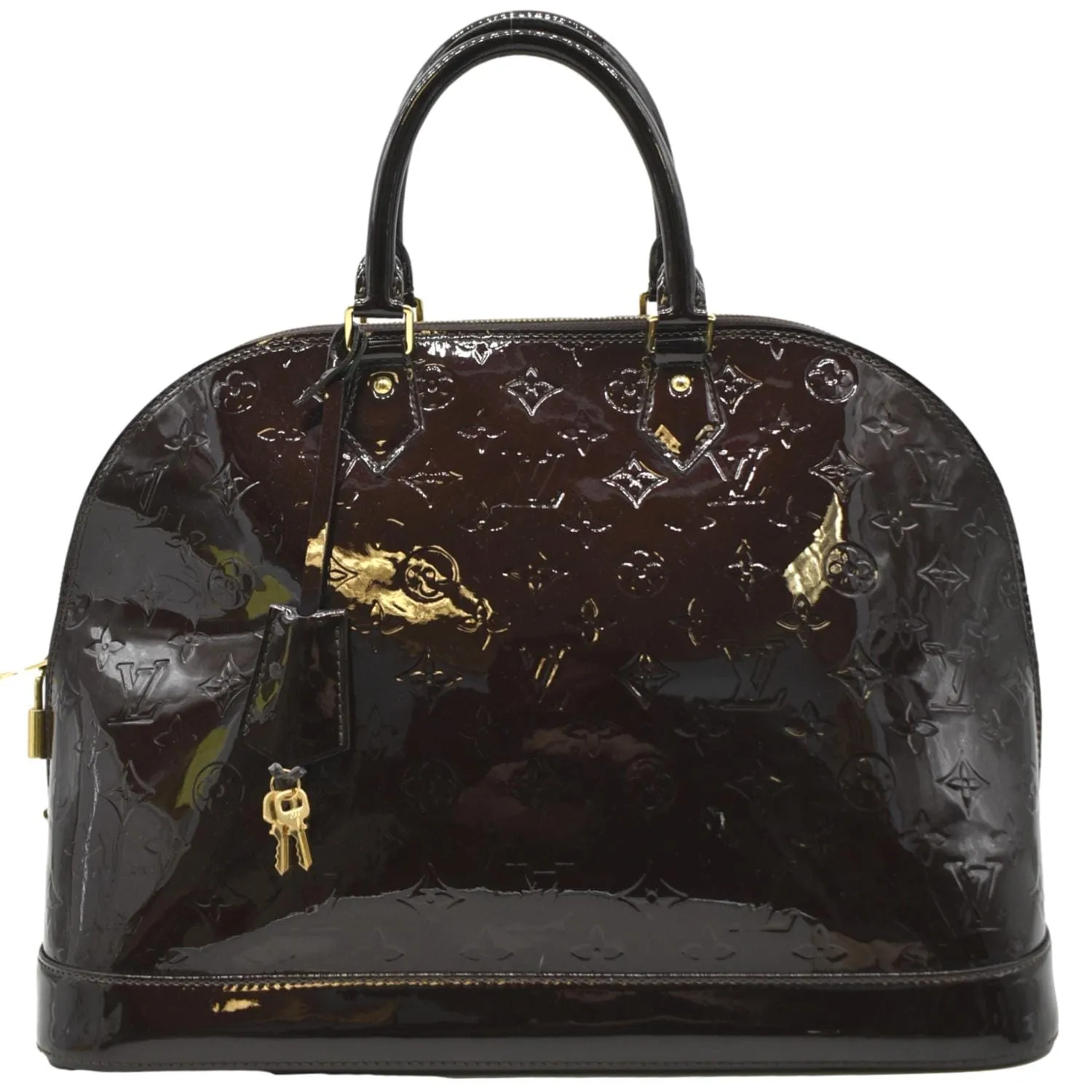 LOUIS VUITTON Alma GM Monogram Vernis Leather Satchel Bag Amarante