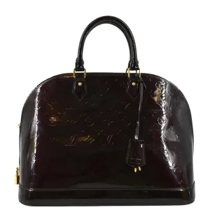 LOUIS VUITTON Alma GM Monogram Vernis Leather Satchel Bag Amarante