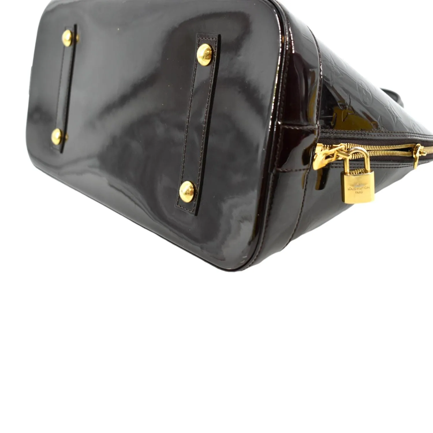 LOUIS VUITTON Alma GM Monogram Vernis Leather Satchel Bag Amarante