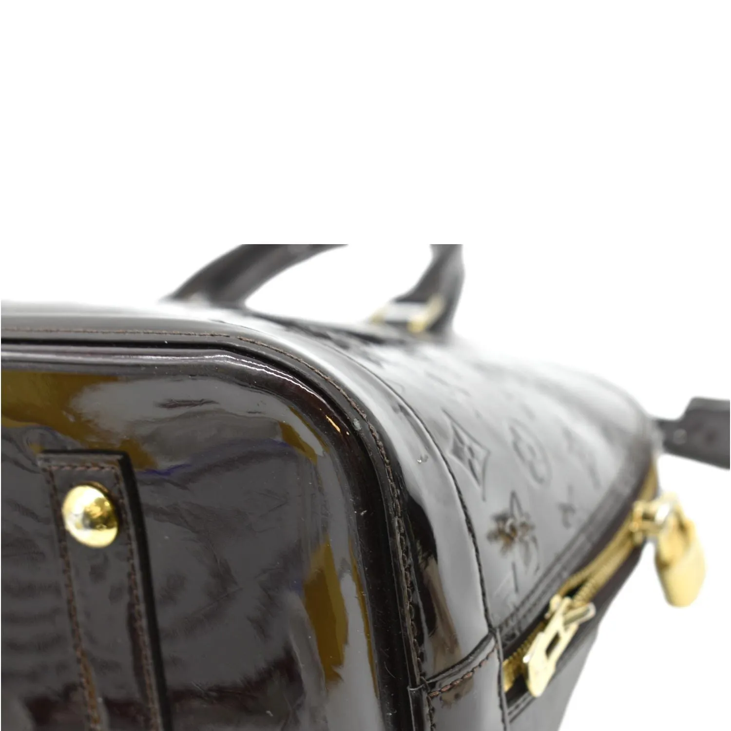 LOUIS VUITTON Alma GM Monogram Vernis Leather Satchel Bag Amarante