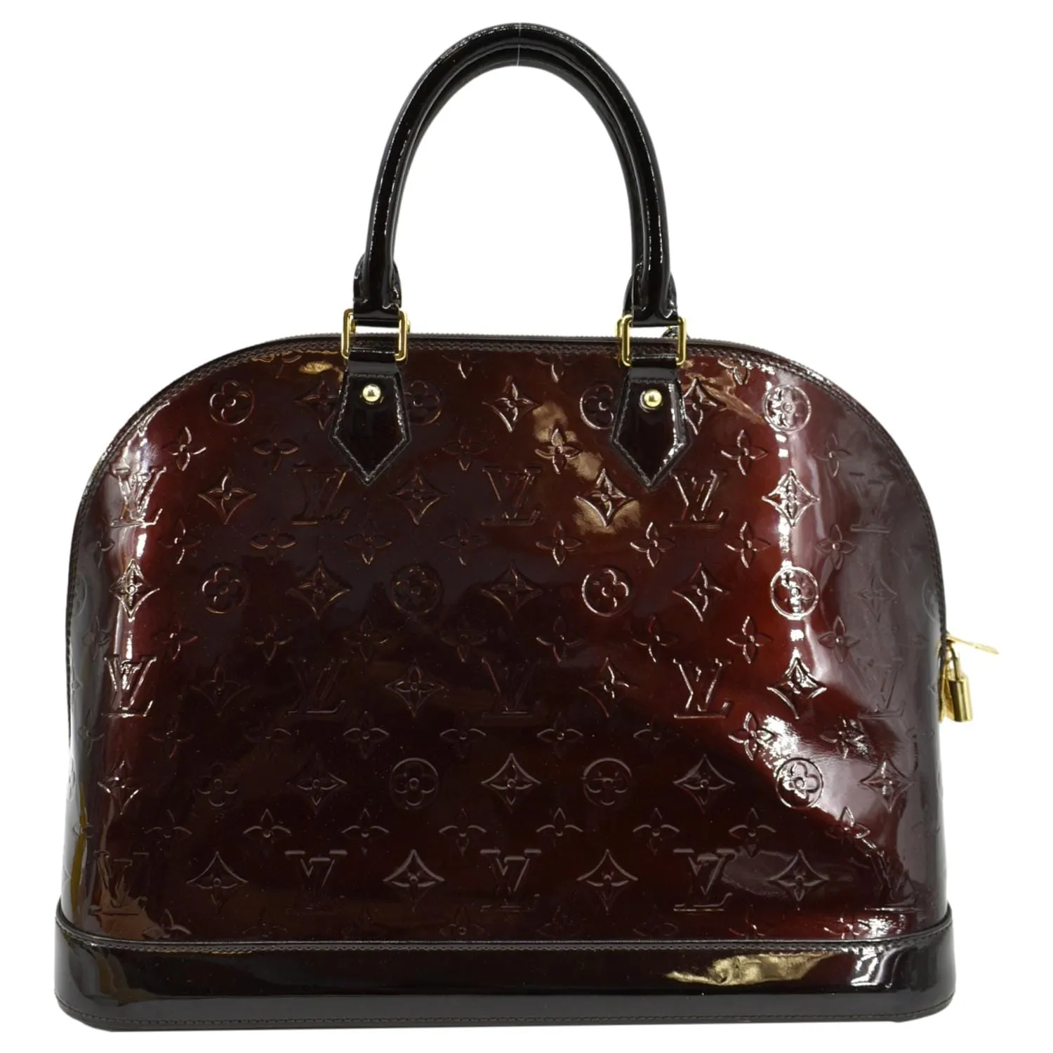 LOUIS VUITTON Alma GM Monogram Vernis Leather Satchel Bag Amarante