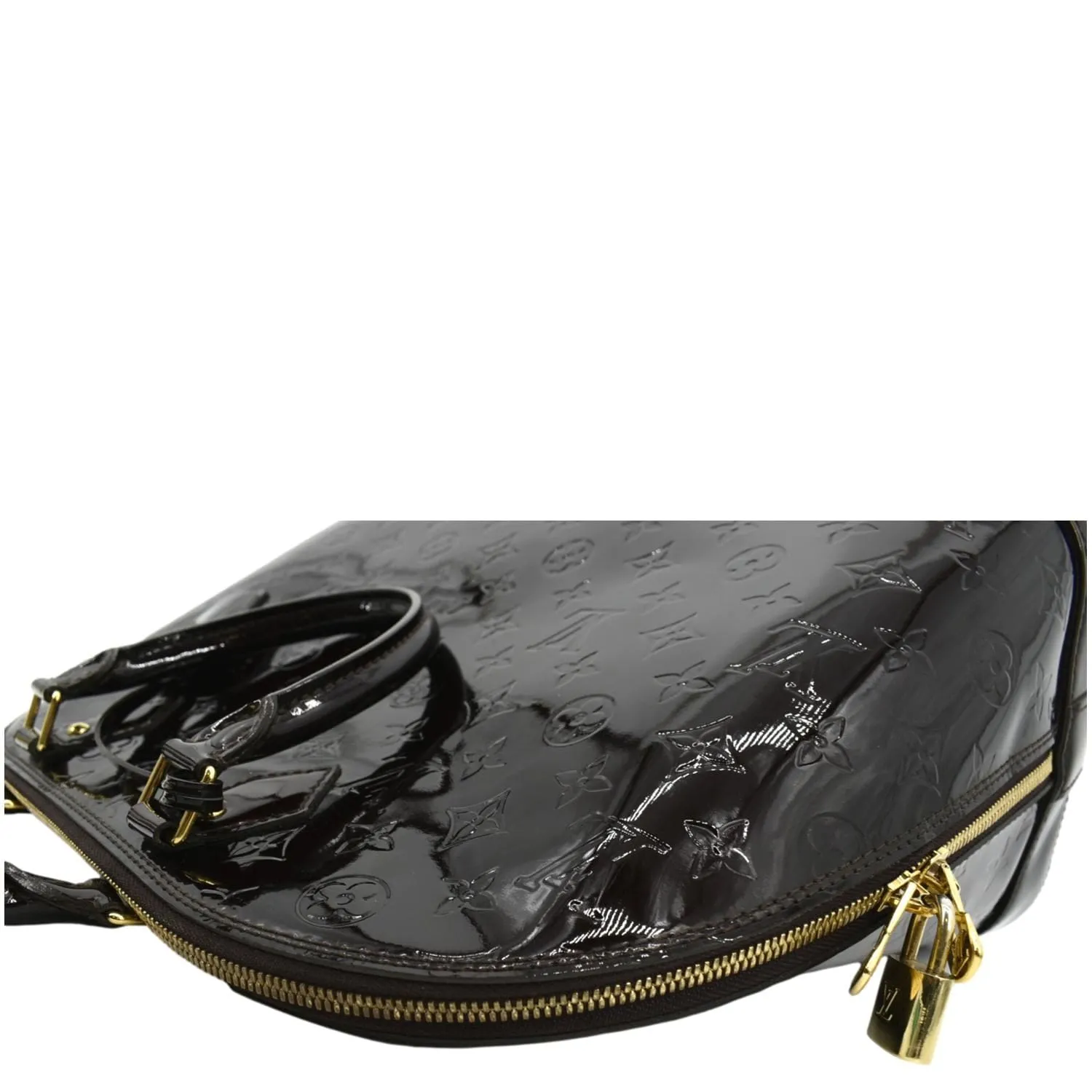 LOUIS VUITTON Alma GM Monogram Vernis Leather Satchel Bag Amarante