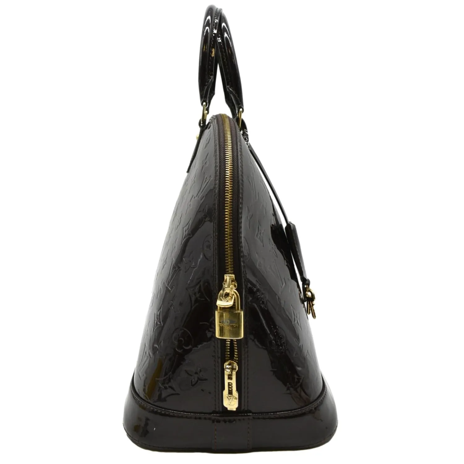 LOUIS VUITTON Alma GM Monogram Vernis Leather Satchel Bag Amarante