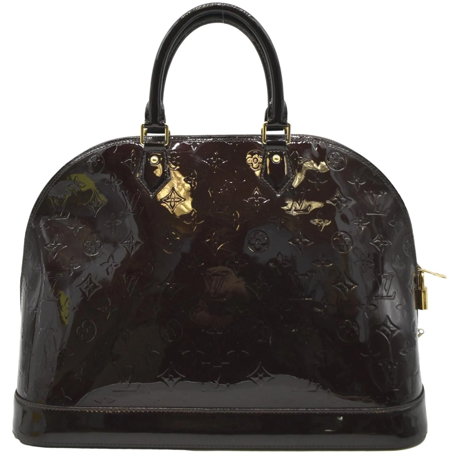 LOUIS VUITTON Alma GM Monogram Vernis Leather Satchel Bag Amarante