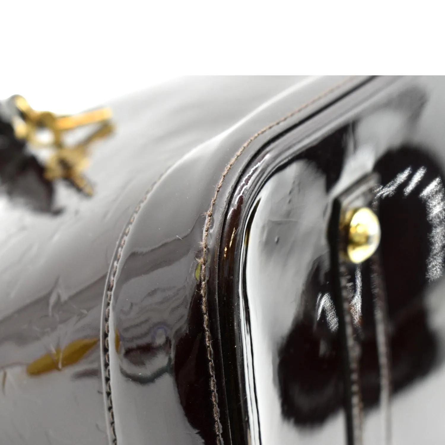 LOUIS VUITTON Alma GM Monogram Vernis Leather Satchel Bag Amarante