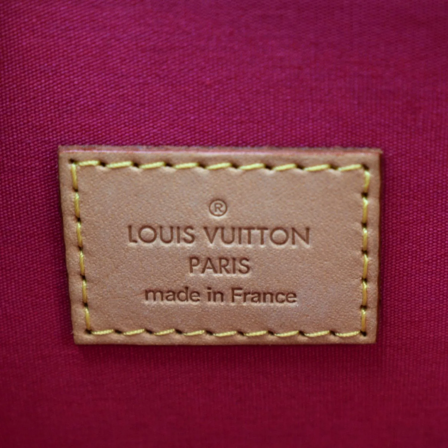 LOUIS VUITTON Alma GM Monogram Vernis Leather Satchel Bag Red