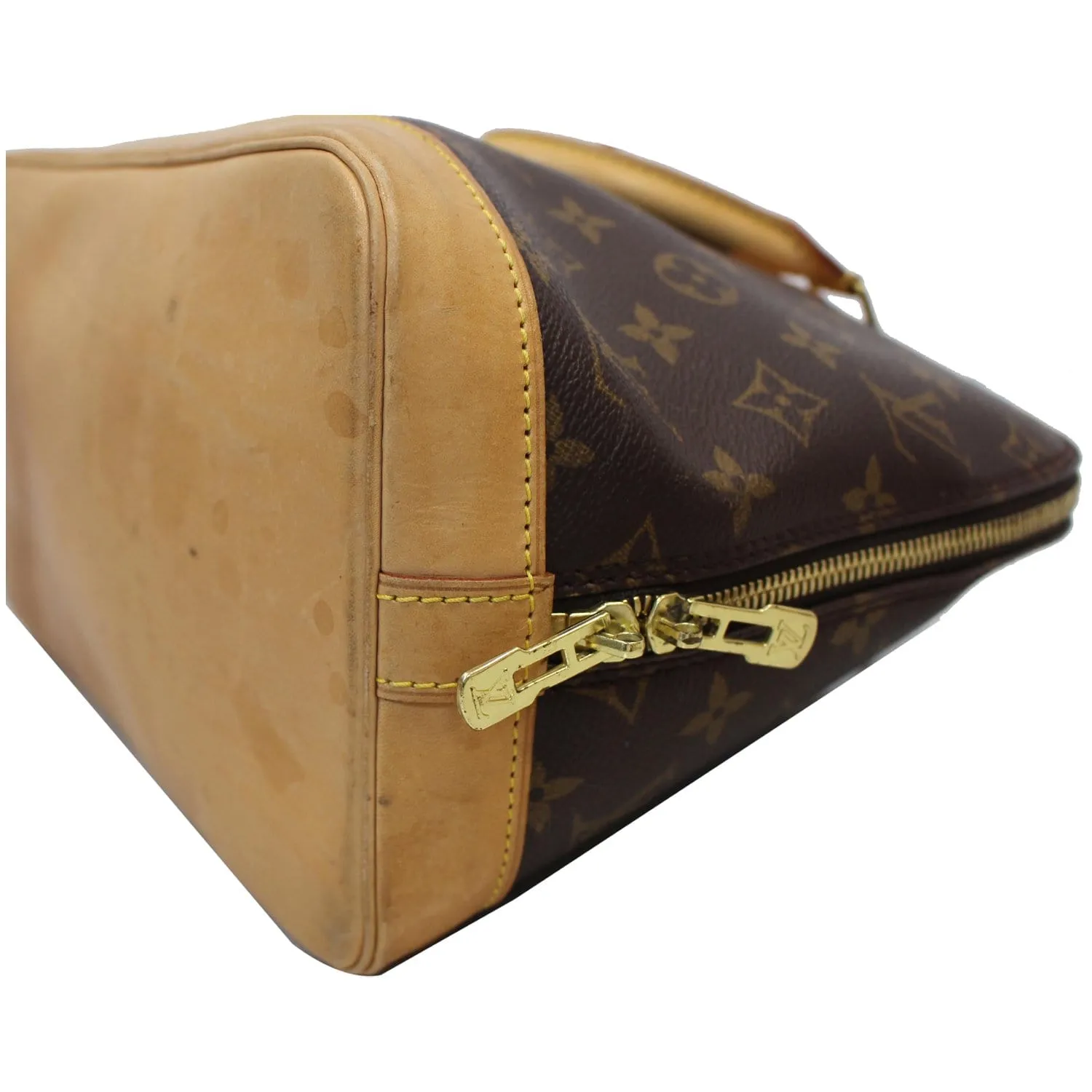 LOUIS VUITTON Alma Monogram Canvas Satchel Bag Brown - 20% OFF